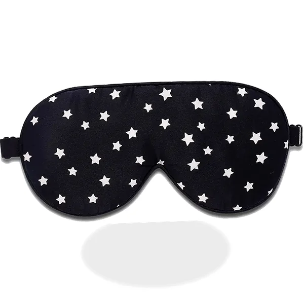 Natural silk super-smooth sleep mask with blackout coverage in black stars